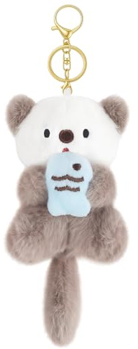 Vesavifaka Niedlicher Plüsch Schlüsselanhänger Kawaii Taschenanhänger Bag Charm Otter Charm für Damen, Teenager Tierliebhaber für Handtaschen, Geldbörsen, Rucksäcke & Auto Schlüsselanhänger