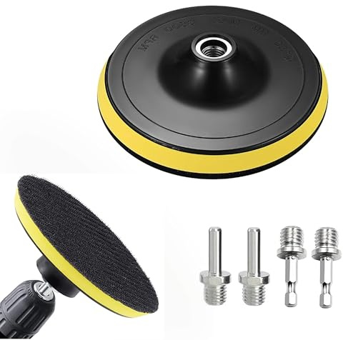 2 Stück Klett Schleifteller 125mm Klett Schleifpapierteller für Exzenterschleifer, Schleifpapierteller mit Bohradapter M14 Polierpad Adapter für Automobil Holzbearbeitung Marmorpolieren