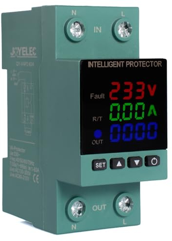 JOYELEC LCD Digitale 220V Schienen Stromzähler Hutschiene KWh Zähler 10(60) A 1-phasiger Wechselstromzähler 2-poliger，mit Über- und Unterspannungsschutzfunktion