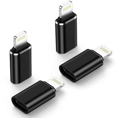 Bioonis Lightning USB C Adapter, 4 Stück USB C auf Lightning Adapter für iPhone 14/13/12/11/ipad, Unterstützt Laden/Datensynchronisation iPhone Adapter, Nicht für Kopfhörer/Audio/OTG