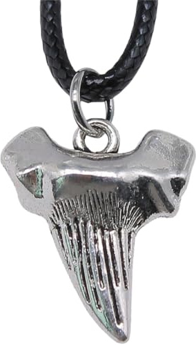 KOMBIUDA Collana Uomo Ciondolo Dente di Squalo, Catene per Occhiali in Metallo Argento, Stile Semplice e Comodo per Uso Quotidiano e Feste