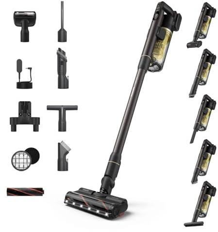 PHILIPS Akku-Staubsauger SpeedPro Max 7000 Serie, Gelb, 80 Min Laufzeit | Kabellos, Anti-Haar-Verwicklung in Hauptdüse, 4 LED-Aufsätze, Easy-Clean, Tierhaardüse, TFT-Display (XC7067/01)