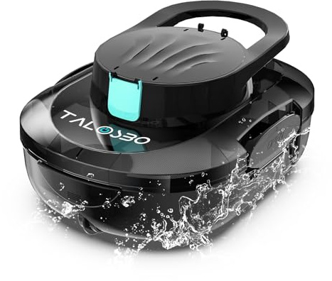TALOSBO Pleco S1 Robot Piscine sans Fil, 80 Min d'Autonomie, Nettoyeur de Piscine Compact, Double Moteur Aspirateur Piscine Hors Sol, Idéal pour Les Piscines Hors Sol