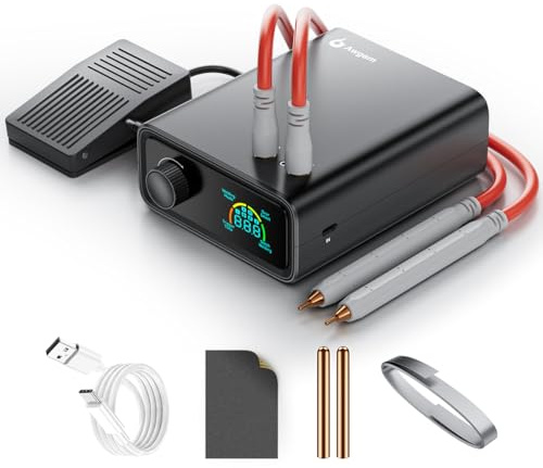 Awgem 11000W Punktschweißgerät für Akkus, Akku Schweißgerät für 0,1–0,3 mm, 100 Leistungsstufen mit Drehregler, Auto-/Fußpedal-Modus, Dual Pulse