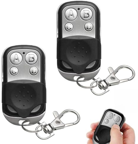 2 pezzi telecomando universale per cancello, 433,92 MHz, telecomando per cancello, segnale acustico, codice fisso segnale acustico universale senza fili, compatibile con 4 pulsanti, tasti copiatrice