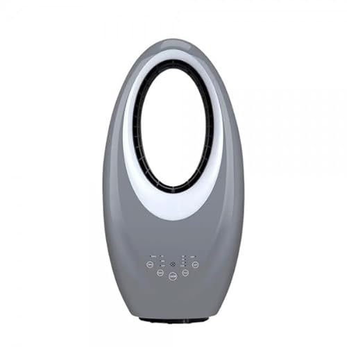 Bilake Ventilador Sin Aspas | 50W 3 Velocidades | Mando y Temporizador | Oscilante, Seguro y Silencioso (Gris | Con Luz Led)