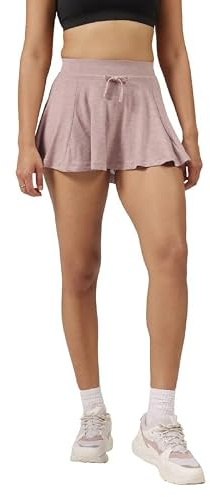 BlissClub AirMelt Skort för kvinnor, andra hudkänsla, utsvängd passform med dolda shorts och innerficka, justerbar dragsko i midjan, resekomfort, arya airmelt mauve, L