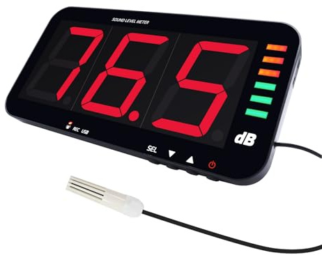 Sonomètre Numérique Mural (30 à 130 dB) Avec écran de 13 Pouces, Fonction D'enregistrement des Données et Alarme de Bruit, Compatible avec Une Connexion PC