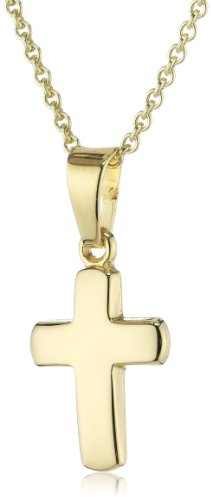 Xaana Kinder Kreuzanhänger glanz aus 333er Gelbgold inkl. vergoldete Silberkette 36/38 cm AMZ0148
