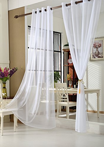 WOLTU Vorhänge Gardinen mit Ösen Transparente Stores Gardinen aus Voile Durchsichtige Ösenvorhänge Fensterschal für Wohnzimmer Schlafzimmer Kinderzimmer, Weiß 140x175 cm (1 Stück)