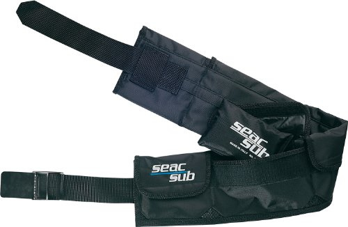 Seac Pocket Diving Belt, Stainless Steel Buckle, black, Size: L