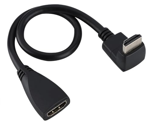 Zerone Cable de extensión HDMI Conexiones Macho a 90/270° y Hembra – Alta Velocidad – Compatible con vídeo 3D, Full HD y 1080p – Color: Negro – 0,