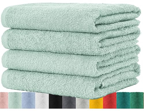 Förpackning med 4 frottéhanddukset 50 x 100 cm 100 % bomull 4 x handduk mint