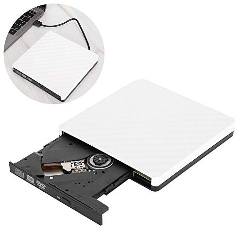 Bewinner1 Lettore DVD esterno, Lettore DVD +/- RW portatile USB 3.0 Lettore DVD/CD ROM Slim Masterizzatore masterizzatore per PC desktop Laptop operativo Linux(bianca)