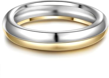 GLANZSTÜCKE MÜNCHEN Damen Ring 925/- Sterling Silber/gelbgold | rhodiniert/gelbvergoldet 18 Karat, Bandring