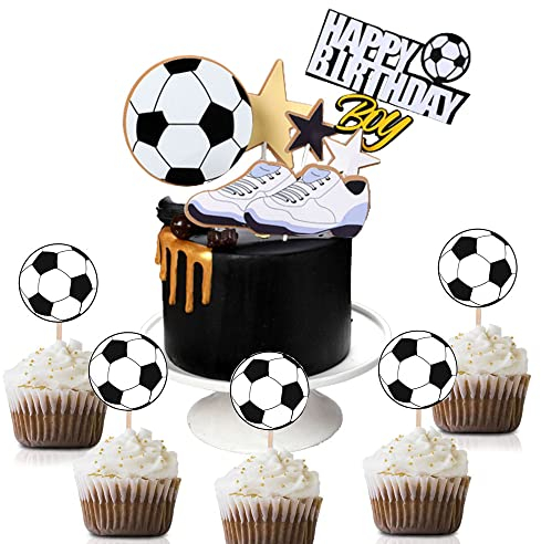 ENYACOS Fußball Topper für Kuchen und Cupcakes Fußball Geburtstagstorte Topper, Fußball Geburtstagstorte Dekoration, für Fußball-Partydekorationen Sportparty-Dekorationen (Fußball)