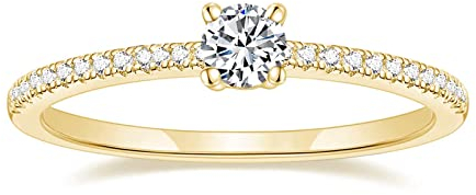 Titaniumcentral Vorsteckring Damen Eternity Ringe Schmal Rund Zirkonia Verlobungsringe Eheringe Versprechen Ring (Gelbgold,65 (20.7)