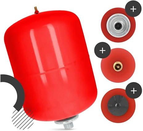 Recipiente Di Espansione Per Riscaldamento Centralizzato, In Acciaio Non Corrosivo, Rosso Per Caldaie Chiuse Con Sistema Chiuso, 8 Litri, Pressione Di lavoro, Recipienti Sanitari