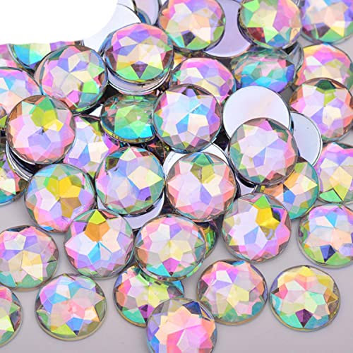 KIDEXO 6 8 10 12 14 16 18 20 25 30 mm großer Kristall-AB-Strass mit Flacher Rückseite, runder Acryl-Strass, Nicht nähbarer Kristallstein für Kunsthandwerk-Crystal AB, 36 mm, 20 STK