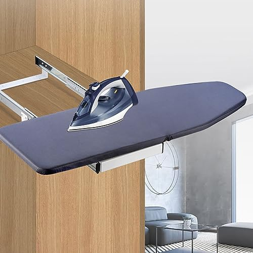 LuusMm Versteckte Bügelbrett, Einziehbare Bügelbrettgarderobe, 31,5 X 17,1 Zoll Platz Sparend 180 ° Rotationsbügelbrett Mit Hitzebeständigem Bügelbrettabdeckung,Grau