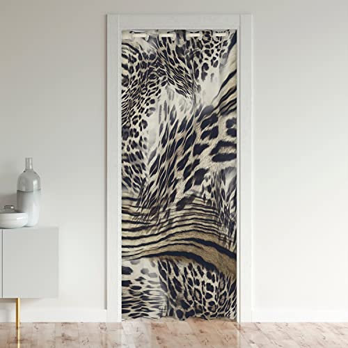 Loussiesd Leopard Drucken Türvorhang 86x203cm für Tür Privatsphäre Geparden 30%-50% Zimmer Verdunkelung Schwarzout Isoliert Thermisch Vorhang Safari Tier Braun Wildtiere Raumteiler Vorhänge