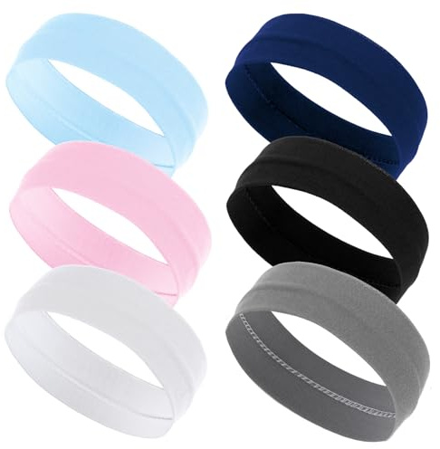 Lusofie 6 Pcs Elastic Headbands for Women Non-Slip Head Bands Soft Sweat Wicking Stretchy Headbands for Women Girls