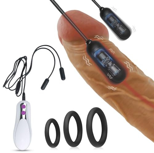 BDSMYEE Harnröhrenvibrator Männer mit 10 Vibrationmodi,Sex Spielzeug für die Männer,USB Dilator Harnröhre Vibration,Doppelter Penis Plug mini Vibrator,Prostata Stimulation Männer (Mit 3 Penisringe)