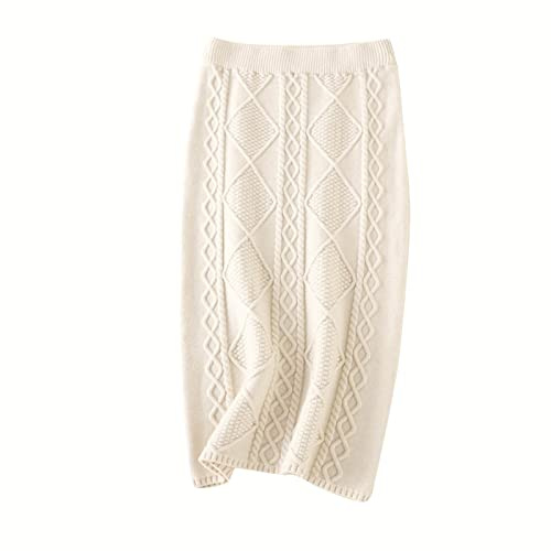 TDEOK Jupe en tricot pour femme - Jupe crayon longue en tricot avec motif torsadé - Jupe en tricot vintage - Jupe en tricot bohème d'hiver - Jupe élastique - Jupe taille haute - Noir, gris, kaki,