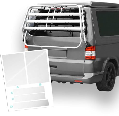 JAWERK Schutzfolie für Fahrradträger VW T5 T5.1 T5.2 (2003 bis 2015) - 5 TLG. - TRANSPARENT Klar Heckträger, Lackschutz, Kratzschutz, Selbstklebend, Autofolie
