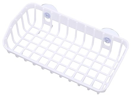 Ciieeo Escurridor Estante De Almacenamiento Pequeño Doble Ventosa, Plástico Blanco, Multifuncional para Cocina y Baño, Organizador para Fregadero y Pared, Soporte hasta 3 Kg