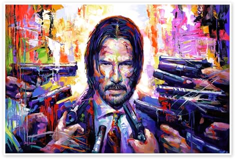 John Wick Pop Art Poster von Leon Devenice 120 x 80 cm Bunt Wandbilder Wanddeko