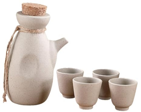 Alipis Keramik Sake Satz Mit Kanne 300ml Und 4 Bechern 50ml Japanischer Stil Sicher Und Glatt Für Restaurant Und Zuhause