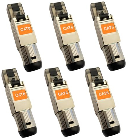 Davonpha Conectores Ethernet Cat8, enchufe blindado Rj45 sin herramientas, instalación rápida en campo (paquete de 6)