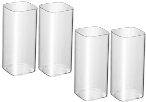 Alipis 4 Vasos De Cristal para Cóctel Vaso De Cristal Transparente Vasos Cuadrados para Beber Taza De Té De Cristal Taza De Whisky Transparente Taza De Agua Exquisita Vaso para