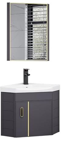 USFJATI Badezimmer Waschbecken Universalspüle, Freistehende eckwaschbecken mit unterschrank, Waschtisch aus Keramik mit Schlauchanschluß Waschtisch, for Wäsche, Hinterhof, Garage(42 * 42CM)