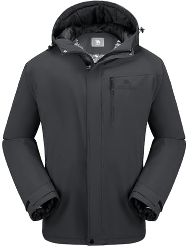 CAMEL CROWN Herren Wintermantel Wasserdicht Skijacke Kapuze Windbreaker mit Thermoisolierung für Schnee Regen Wandern Outdoor