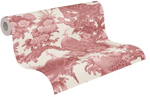 Livingwalls Vliestapete Floral - hochwertige Tapete mit Tieren 399824 in Rot, Creme, Rosa - Luxustapete designed by MICHALSKY