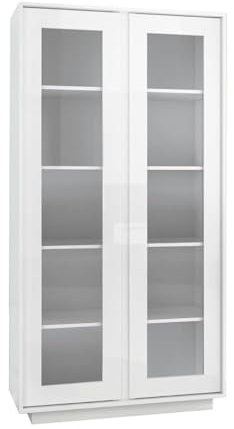 AltoBuy LYSIANE - Vitrine 2 Portes Finition Blanc Laqué Brillant Weiss