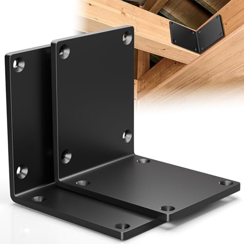 Dabolang 2 Pcs 8 X 8 X 6 Heavy Duty Steel L Angle Bracket for Wood, Large 90 Degree Corner Shelf Support Bracket, 8x8 Post to Beam Connector, Thickness 1/4(6mm), Max Load 300+lbs-