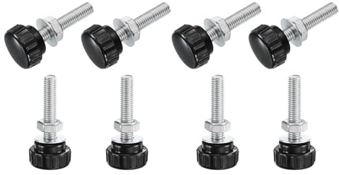 QUARKZMAN 8 Stück Rändelschraube mit Gewinde M8 x 40mm Rundkopfschraube mit Muttern Unterlegscheiben, Flügelschrauben Klemmhebel 25mm Klemmknöpfe Spannschraube für Industrie Maschine