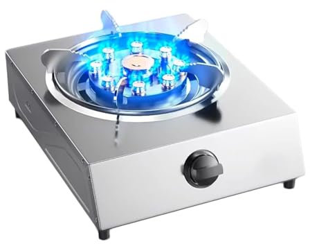 Stufa A Gas, Fornello A Gas Portatile per Interni, Piano Cottura A Gas con Bruciatore Singolo, Timer Ad Alta Potenza A Nove cavità da 5,2 W, con Protezione Antispegnimento, per Cucina Domestica(NG)