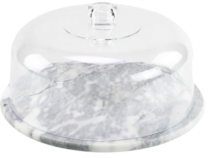 Gadsby Large Marble Board with Clear Domed Lid for Kitchen, Cheese Board, Serving Board Platter Tray (30cm)