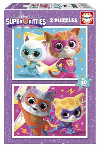 Educa - Kinderpuzzle SuperKitties | 2x20 Teile Puzzleset | SuperKitties Disney Kinderpuzzle | ab 4 Jahren (20340)