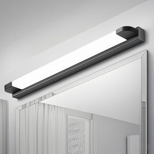 Talwei LED Spiegelleuchte Badezimmer 7W 700LM 42cm Neutralweiß,IP44 230V Schwarzer Wandleuchte Spiegellampe 420mm,Kein Flimmern Badezimmerschrank Spiegelleuchten (Naturalweiß)