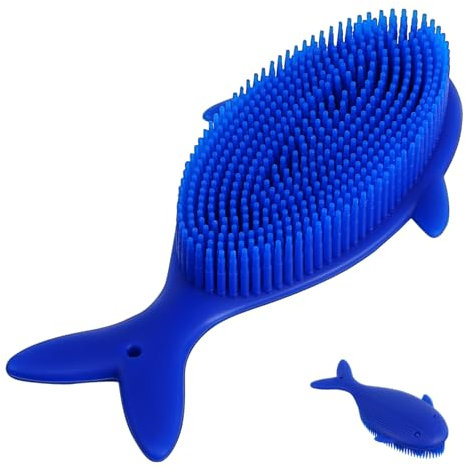 DONFAMDS Whale Shape Silicone Shower Brush Body Scrubber Loofah Exfoliating Brush for Bath Face Foot Scalp Men Women