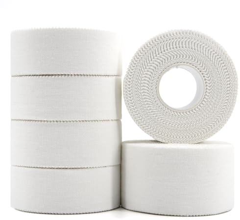 BORISCA 6 Rollen Sporttape Weiß, 2 Tape Sport 3,8cm × 10m und 4 Sport Tape 2,5cm × 10m, Tapeverband Fussball Tape Sportbandage Selbstklebend Finger Tape für Handball Fußball Volleyball Alle Sportarten