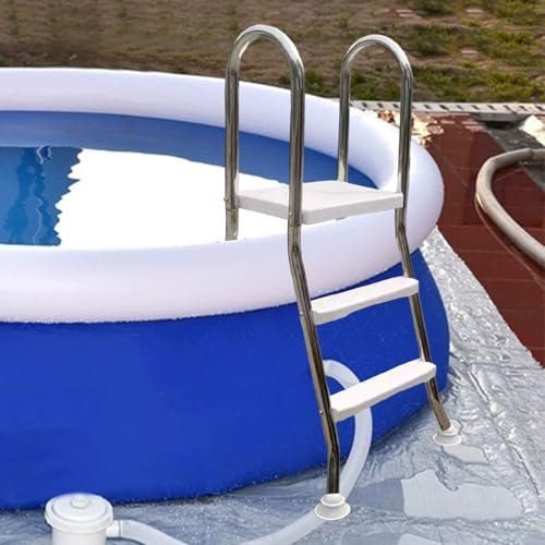 AIBOTY Échelle de Piscine Double Face de 33/43/53/63 de Haut pour la Natation Hors Sol, capacité de Charge 250 kg Cadre en Acier Inoxydable 304 avec marches Double Face en Plastique Robuste,2 Step