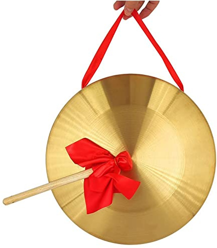gong klangschalen gong klingel Das 15–50 cm große traditionelle chinesische Schlaginstrument mit Hammer und rotem Leibchen eignet sich für Family Offices zum Feiern(Color:15cm,Size:)