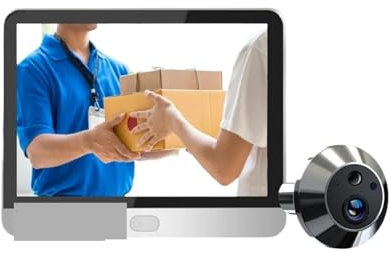 VEKELETE Caméra de Porte Wi-FI 3MP, Grand Angle 130°, sécurité Intelligente, Judas numérique avec caméra(3MP Cam 128G)