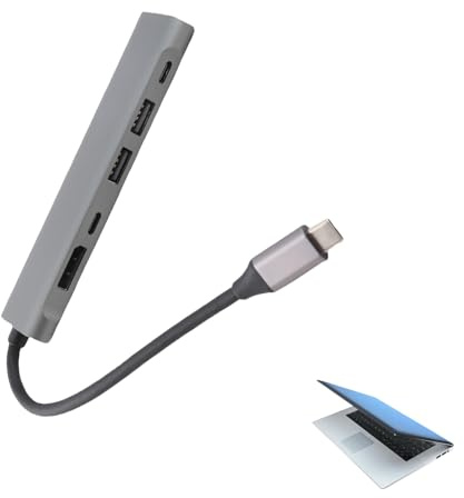 Adaptador Hub USB a Displayport Tipo C a Displayport USB 2.0 PD Hub Adaptador multipuerto 6 en 1 Gris Espacial Adecuado para portátiles Pro/Air Tipo C